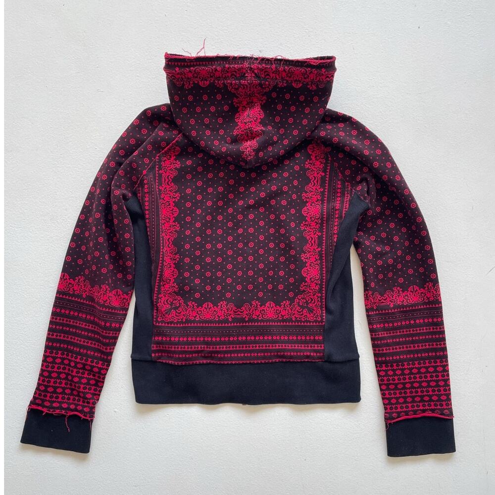 Red By Marc Ecko Y2K 2010s Red Bandana Womens Hoodie / Sz L / Slim Fit Cropped - Picture 6 of 11